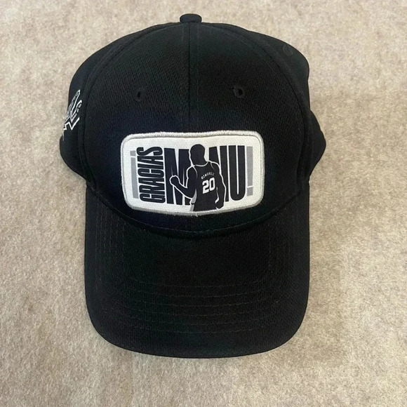 San Antonio Spurs NBA Manu Ginobili HEB Patch Black Hat Cap Gracias Retirement - Picture 6 of 7